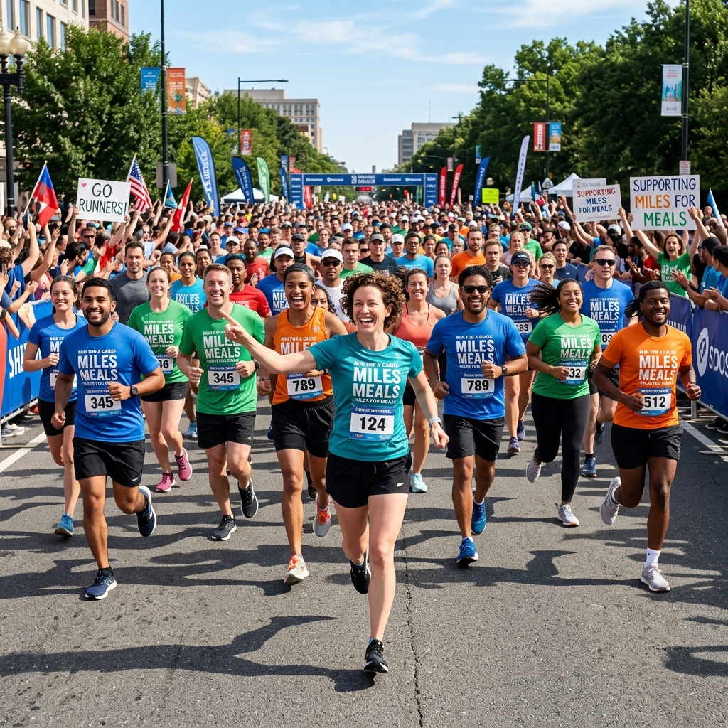 ELIZABETH MILLS  lead a crowd of supporters for the last mile of the #67Strong4Hope challenge.
